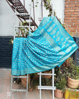 Banarasi Soft Silk azure blue saree