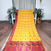 Banarasi Soft Silk Saree yellow and red Ghatchola weave with minakari work in zari and resham thread