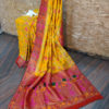 Banarasi Soft Silk Saree in Yellow and Red Ghatchola Weave and Minakari work