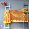 Banarasi pure mercerized silk cotton mustard yellow saree in check weave