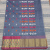 Banarasi pure mercerized silk cotton grey base saree with pink orange and white boota