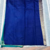 Banarasi Soft Silk Plain Saree In Turquoise Green With Antique Zari Mor Motifs On Border And Anchal In Peacock Blue