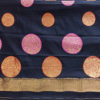 Banarasi Soft Silk Black Saree With Resham And Zari Woven Big Polka Dot Weave All Over