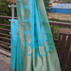 Banarasi Soft Silk Sky Blue Saree With Floral Boota All Over In Bright Golden Zari