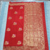 Banarasi Soft Silk Bright Red With Floral Golden Zari Bel Boota