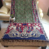 Kalamkari Silk Saree in Green Base with Red Blue Motifs in Off-White