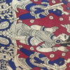 Kalamkari Silk Saree in Green Base with Red Blue Motifs in Off-White