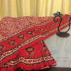Kalamkari Cotton Red Saree With Red Broad Border And Black Brown Beige Floral Pattern