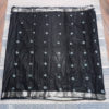 Linen Shibori Saree in Black with White and Grey Square Patterns Silver Zari Border And Anchal