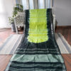 Linen Shibori Saree Pale Green Base and Grey border Patterns and Silver Zari Border And Anchal