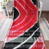 Linen Shibori Saree Red And Black Combo White Thick Striped Pattern On Body With Silver Zari Border And Anchal