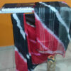 Linen Shibori Saree Red And Black Combo White Thick Striped Pattern On Body With Silver Zari Border And Anchal