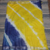 Linen Shibori Saree Yellow And blue Base Thick White Striped Pattern On Body With Silver Zari Border And Anchal