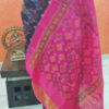 Ikkat Soft Silk Saree In Black And Purple With Gold Border And Pink Anchal