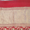 Banarasi Khaddi Georgette Peach Saree with golden zari full floral bel jangla weave heavy border and anchal