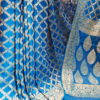 Banarasi Khaddi Georgette Deep Blue saree with golden zari cross jangla weave with border and anchal with zari work