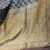 Banarasi Khaddi Georgette Black saree antique zari cross jangla weave with chunari print and heavy zari anchal