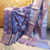 Banarasi Chinia Silk Mauve Saree With Copper And Silver Zari Rectangular Block With Paisley Motif Weave And Anchal Work