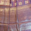 Banarasi Chinia Silk Mauve Saree With Copper And Silver Zari Rectangular Block With Paisley Motif Weave And Anchal Work