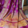 Banarasi Chinia Silk Magenta Saree With Copper Zari Paisley Weave All Over With Zari Border And Heavy Anchal