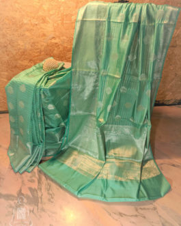 Banarasi Chinia Silk Sea Green Saree With Zari Work