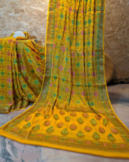 Banarasi Chiffon Yellow Patola Saree With Zari Work