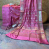 Banarasi Chinia Silk Pink saree golden zari paisley weave all over with zari border and heavy anchal