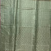 Banarasi Chinia Silk Pastel Green saree with golden zari vertical bel boota weave all over with zari border and heavy anchal