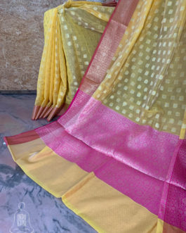 Banarasi Chanderi Cotton Yellow Saree With Zari