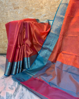 Banarasi Tanchoi Cotton Saree In Red