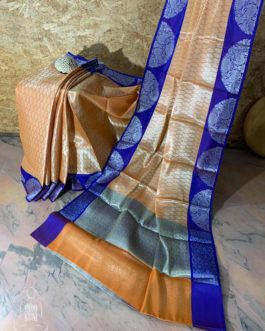 Banarasi Tanchoi Cotton Saree In Orange