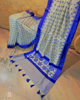 Banarasi Mercerized Cotton White Saree With Resham Work