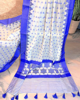 Banarasi Mercerized Cotton White Saree With Resham Work