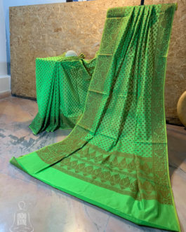 Banarasi Mercerized Cotton Green Saree With Resham Work