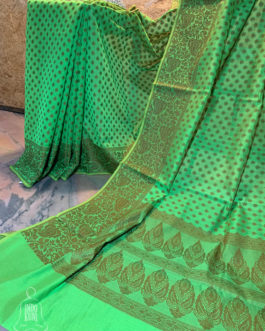 Banarasi Mercerized Cotton Green Saree With Resham Work
