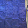 Banarasi Mercerized Cotton Beige saree with royal blue plain lace look border with royal blue block on anchal
