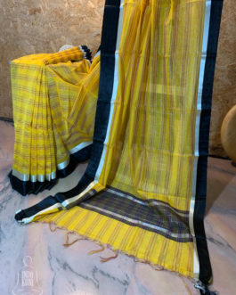Banarasi Mercerized Cotton Yellow Saree