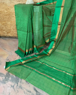 Banarasi Mercerized Cotton Green Saree