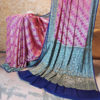 Banarasi Chiffon Rangkaat Magenta and Peach saree with allover Zari work heavy zari border and anchal in navy blue base