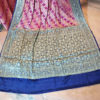 Banarasi Chiffon Rangkaat Magenta and Peach saree with allover Zari work heavy zari border and anchal in navy blue base