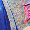 Banarasi Chiffon Rangkaat Magenta and Peach saree with allover Zari work heavy zari border and anchal in navy blue base