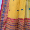 Assam cotton saree yellow base with magenta and light blue thread weave beautiful border and anchal