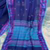 Assam cotton saree navy blue with magenta and light blue thread weave beautiful border and anchal