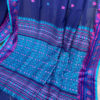 Assam cotton saree navy blue with magenta and light blue thread weave beautiful border and anchal