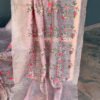 Silk Linen pink saree with zari border and all over floral embroidery