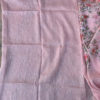 Silk Linen pink saree with zari border and all over floral embroidery