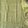 Silk Linen light mehandi green saree with zari border and all over floral embroidery