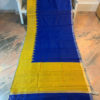 Raw silk saree in royal blue and yellow border with silver boota