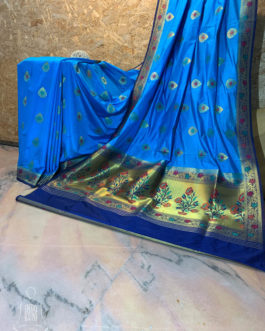 Banarasi Semi Katan Silk Light Blue Saree