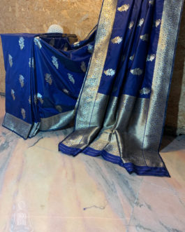Banarasi Soft Silk Navy Blue Saree